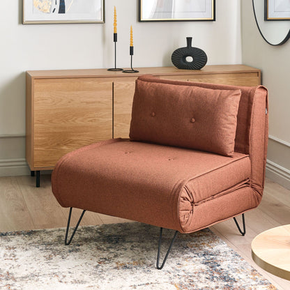Orange Fabric 1 Seater Sofa Bed Fold Out Sleeper