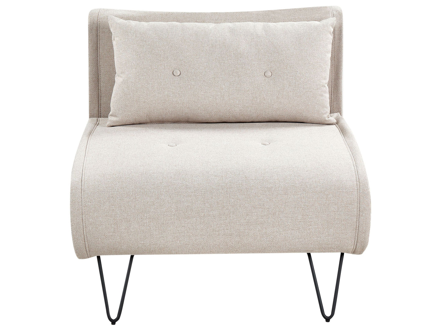 Small Sofa Bed Light Beige Fabric 1 Seater Fold Out Sleeper Armless With Cushion Metal Black Legs
