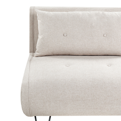 Small Sofa Bed Light Beige Fabric 1 Seater Fold Out Sleeper Armless With Cushion Metal Black Legs