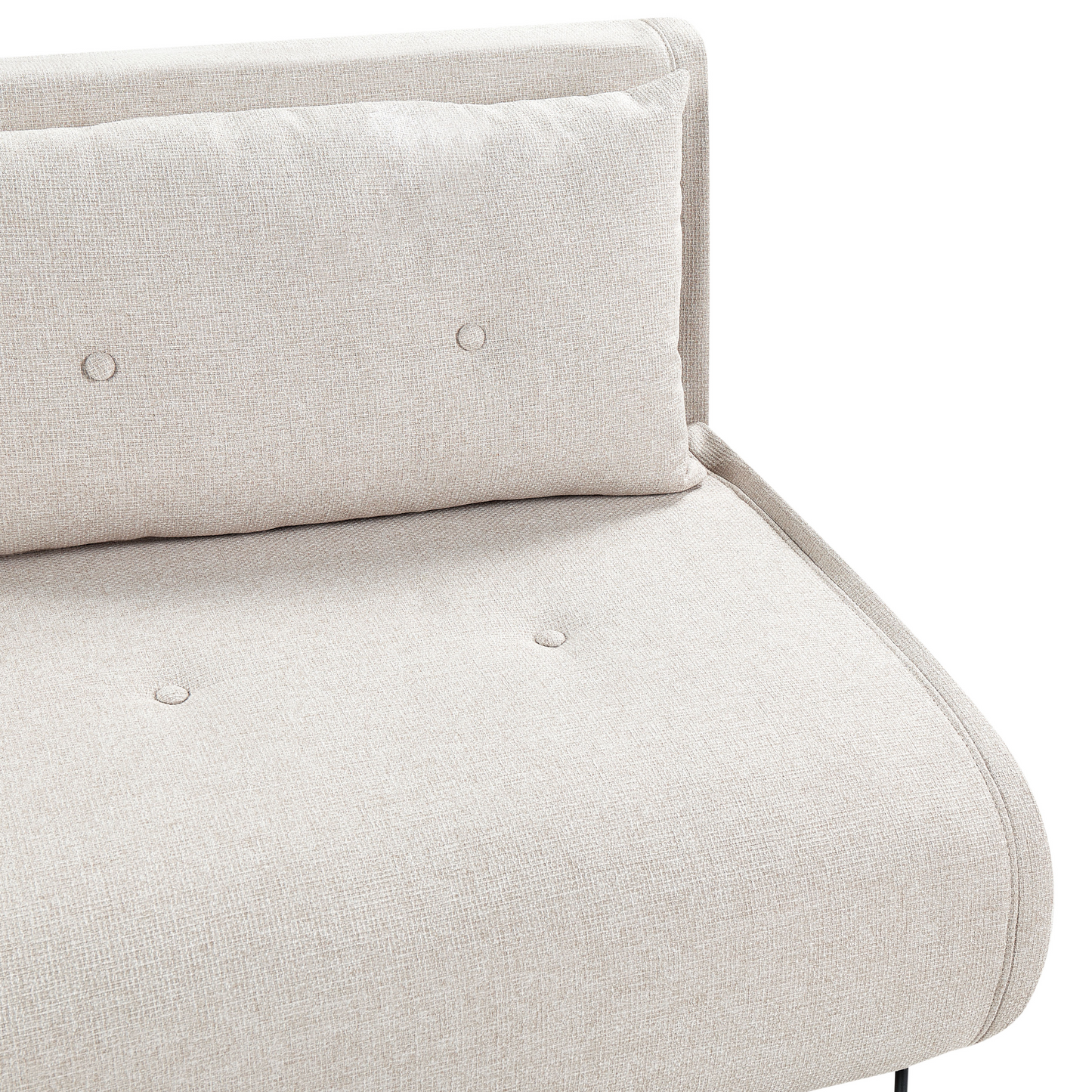 Small Sofa Bed Light Beige Fabric 1 Seater Fold Out Sleeper Armless With Cushion Metal Black Legs