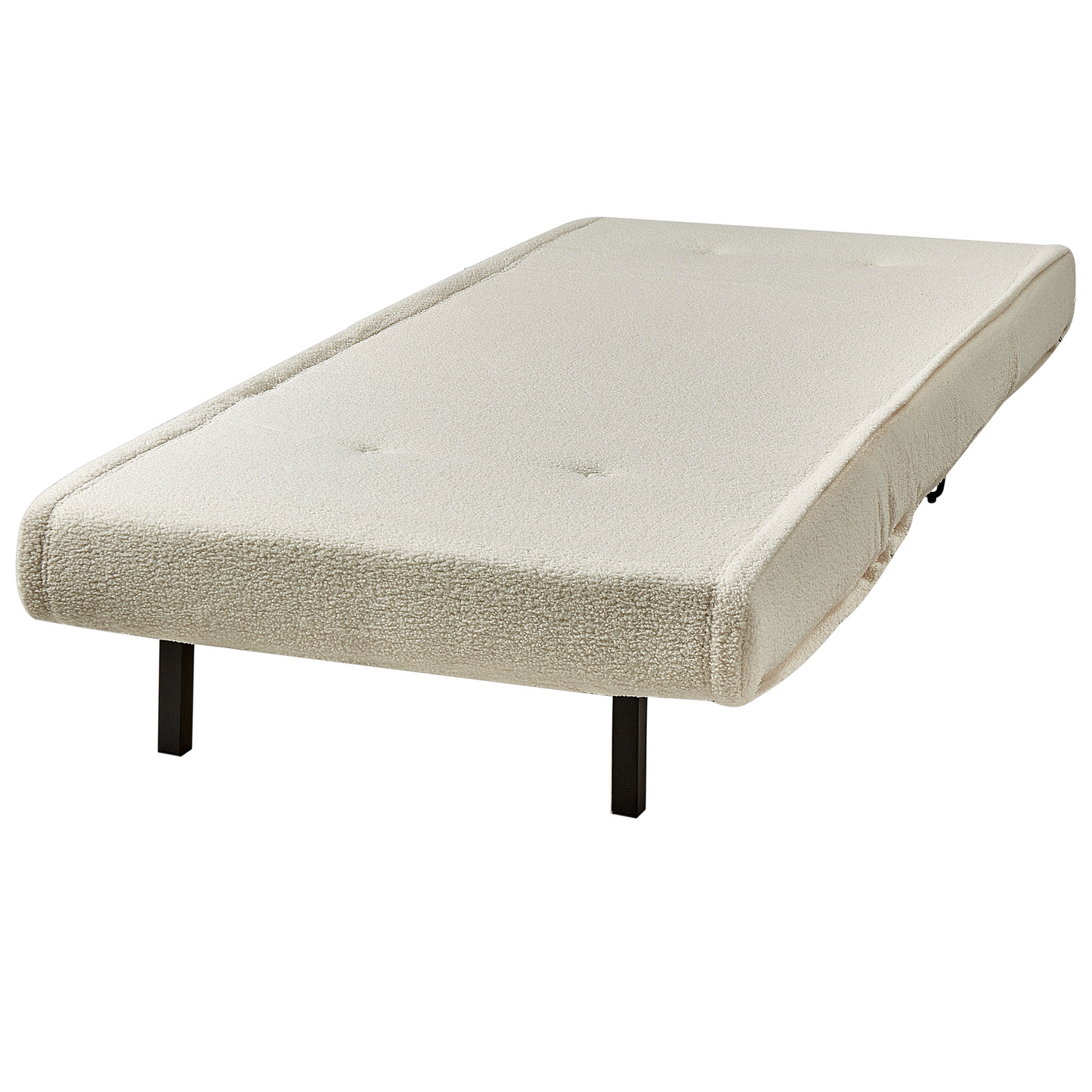 Small Sofa Bed Light Beige Boucle 1 Seater Fold Out Sleeper