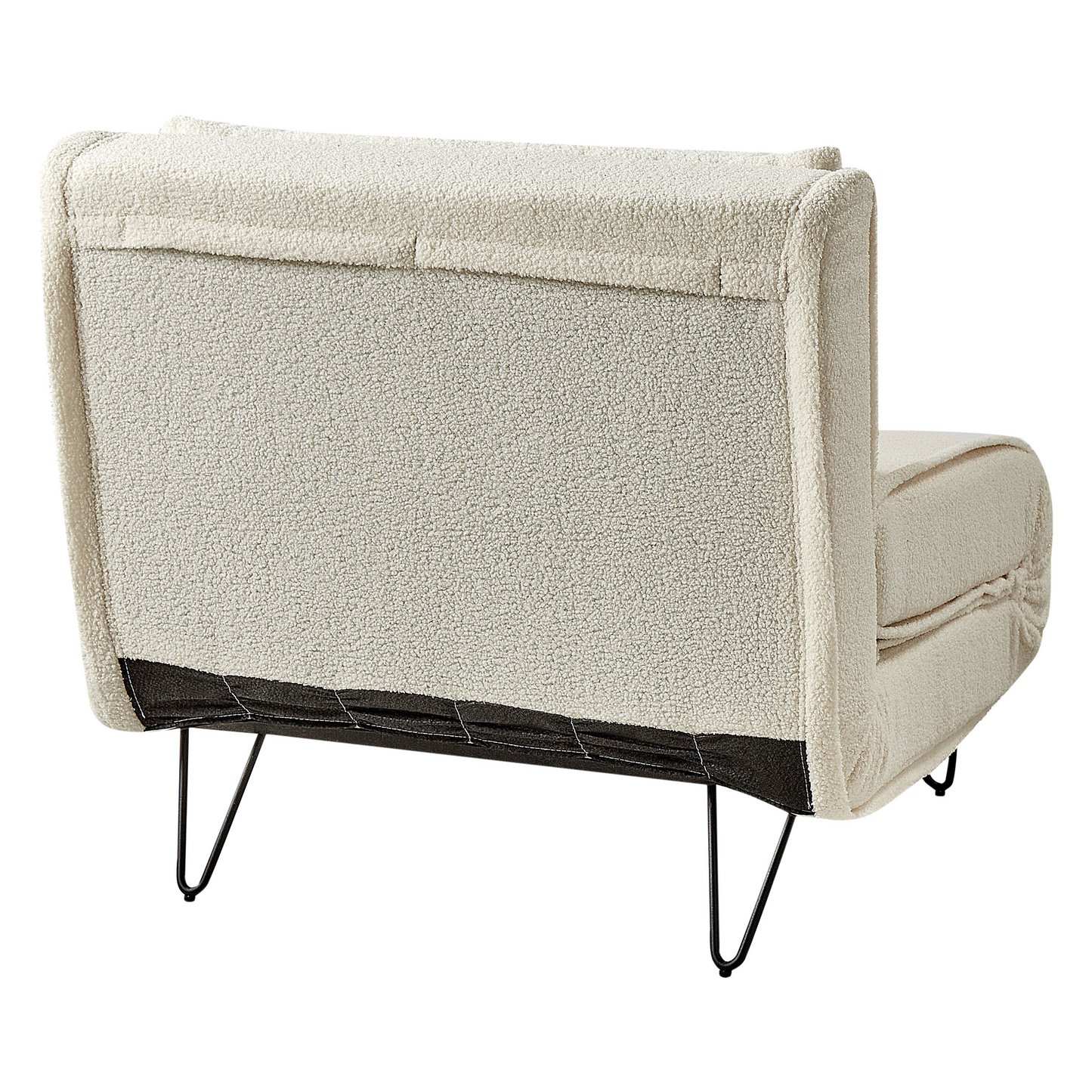 Small Sofa Bed Light Beige Boucle 1 Seater Fold Out Sleeper