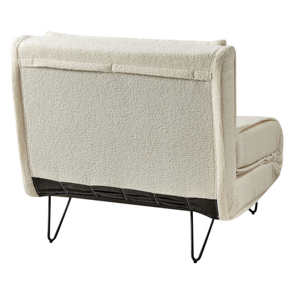 Small Sofa Bed Light Beige Boucle 1 Seater Fold Out Sleeper