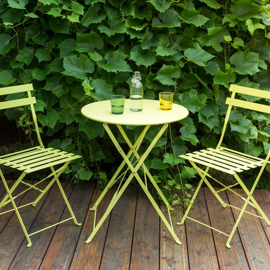 Lime Green 3 Piece Metal Folding Slatted Bistro Set