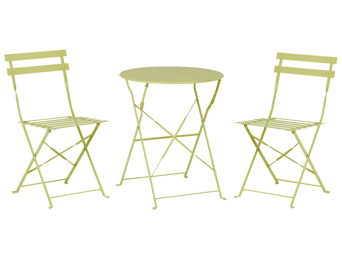 Lime Green 3 Piece Metal Folding Slatted Bistro Set