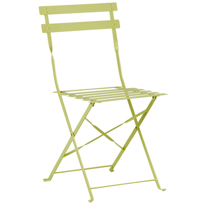 Lime Green 3 Piece Metal Folding Slatted Bistro Set