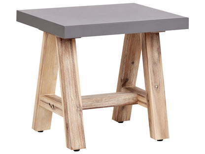 Garden Stool Grey Concrete Seat Acacia Wood Legs