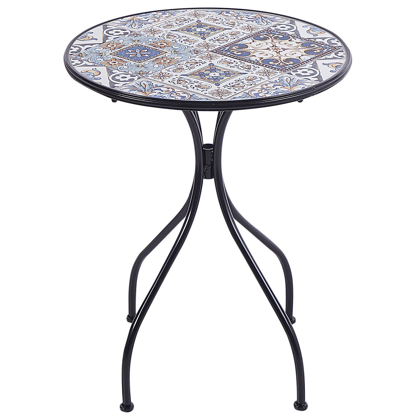Vintage Outdoor Bistro Set Black Metal with Mosaic Tiles