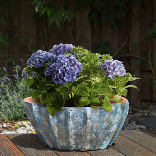 Blue Oval Terracotta Plant Pot 51cm Outdoor Indoor Garden Decor Elegant Centerpiece for Home and Patio