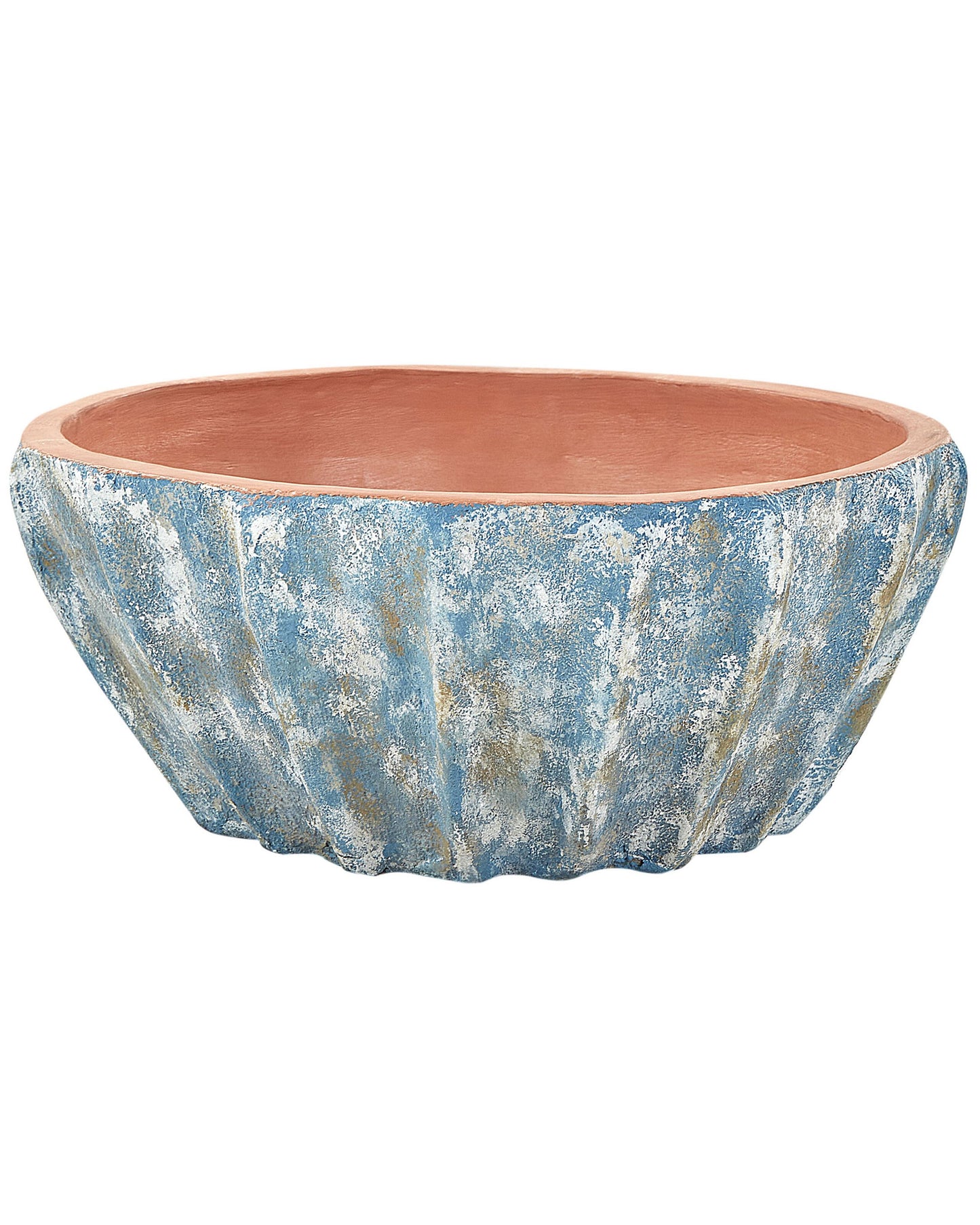 Blue Oval Terracotta Plant Pot 51cm Outdoor Indoor Garden Decor Elegant Centerpiece for Home and Patio