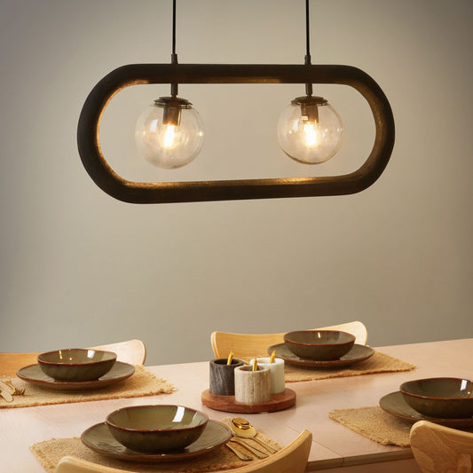 Pendant Lamp Black Shade Handmade Boho Industrial