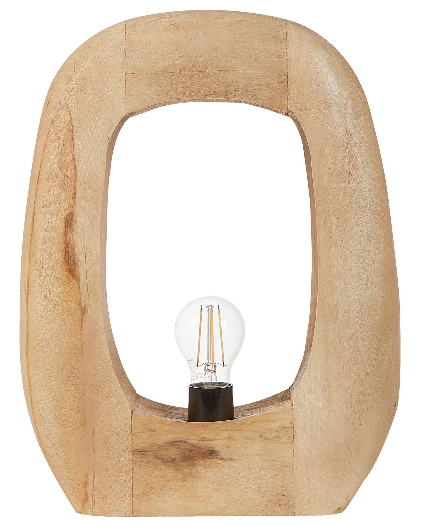 Living Mango Wood Table Lamp Open Shade Irregular Shape