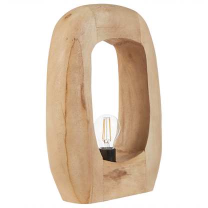 Living Mango Wood Table Lamp Open Shade Irregular Shape