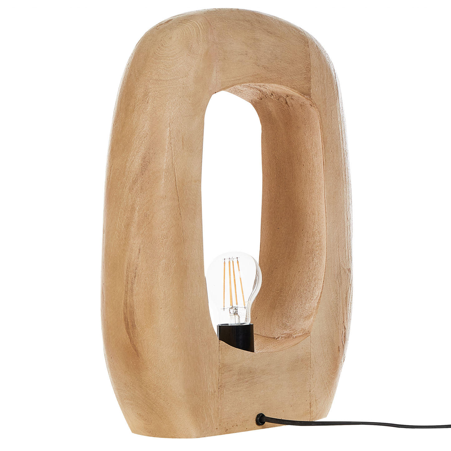 Living Mango Wood Table Lamp Open Shade Irregular Shape