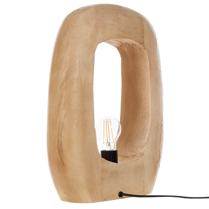 Living Mango Wood Table Lamp Open Shade Irregular Shape