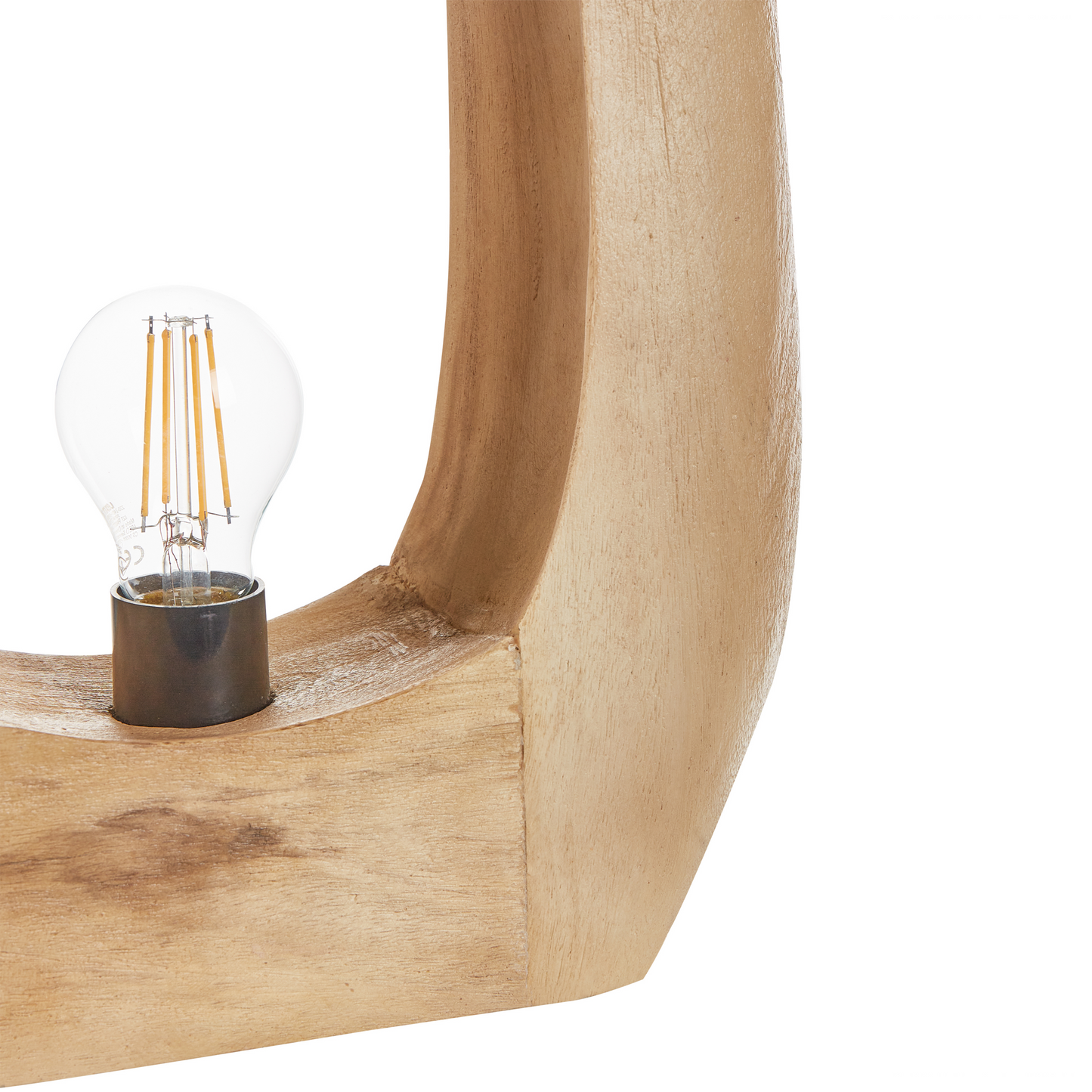 Living Mango Wood Table Lamp Open Shade Irregular Shape