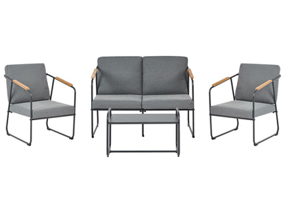 Grey Steel Garden Sofa Set 4 Seater With Table Industrial