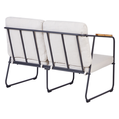 Steel Lounge Set 4 Seater Light Beige With Table