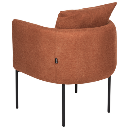 Armchair With Cushion Golden Brown Faux Linen Black Iron Legs