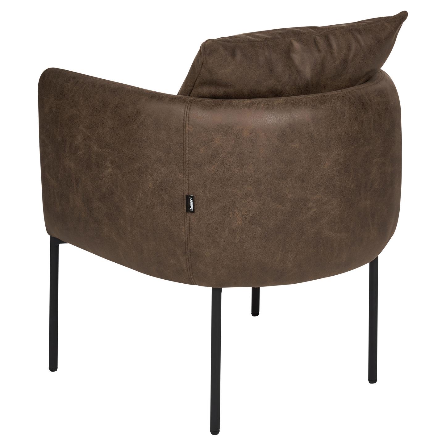 Armchair Cushioned Brown Faux Leather With Black Iron Legs