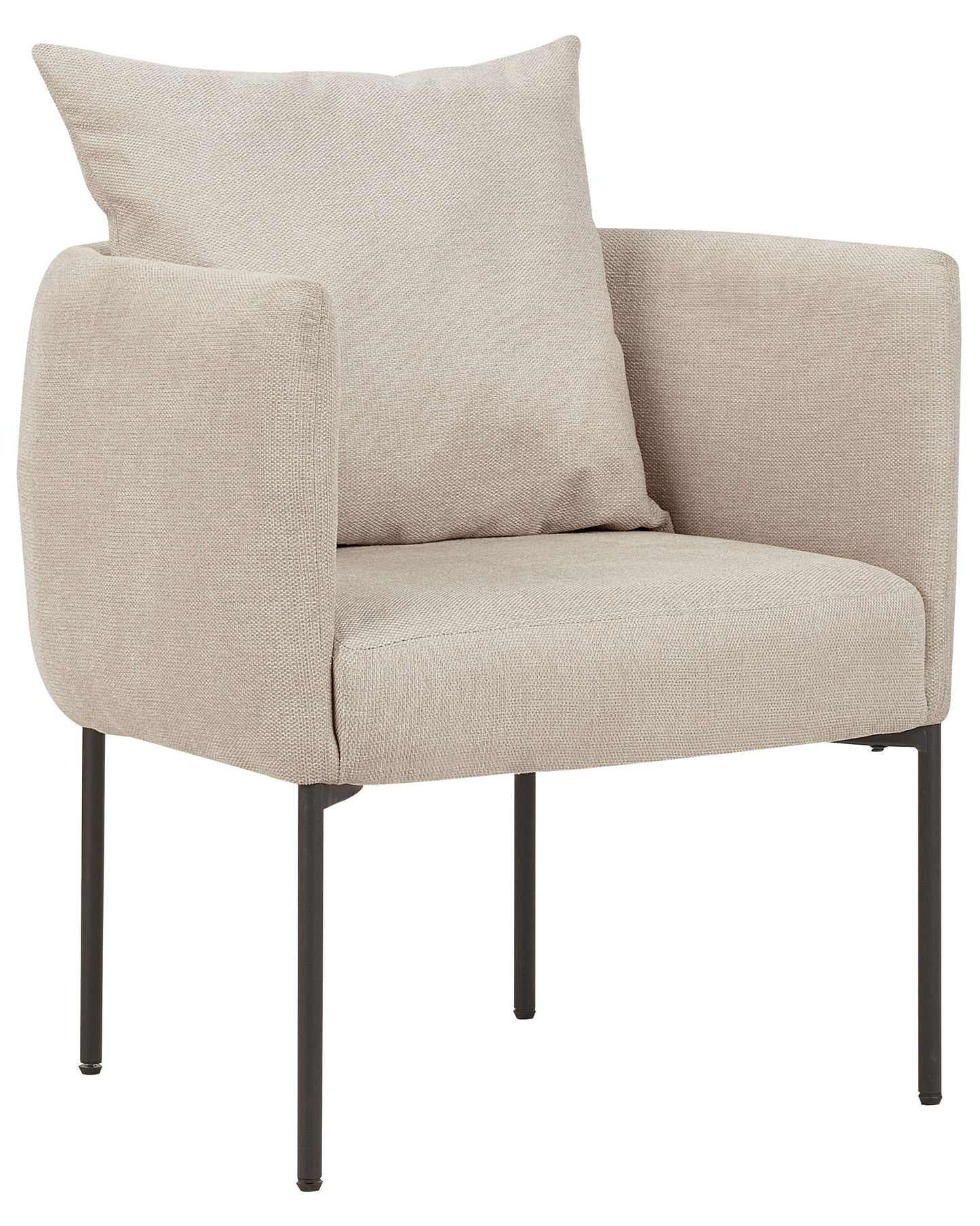 Armchair With Cushion Light Beige Faux Linen Retro Style
