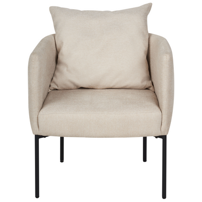 Armchair With Cushion Light Beige Faux Linen Retro Style
