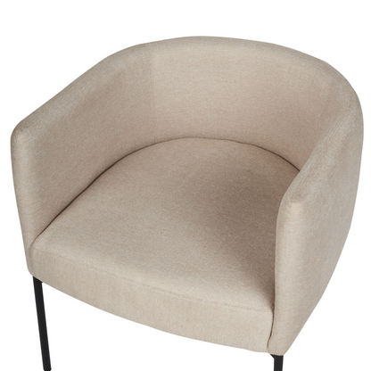Armchair With Cushion Light Beige Faux Linen Retro Style