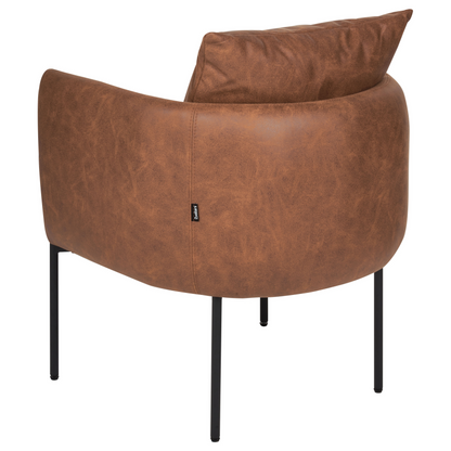 Retro Armchair With Cushion Brown Faux Leather Iron Legs