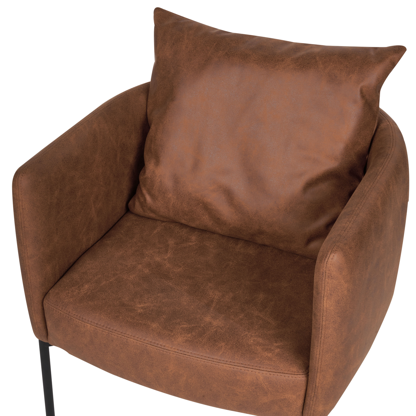 Retro Armchair With Cushion Brown Faux Leather Iron Legs