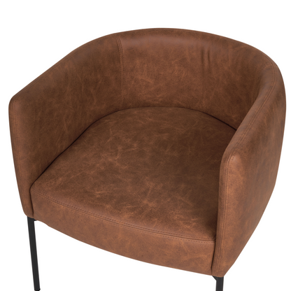 Retro Armchair With Cushion Brown Faux Leather Iron Legs