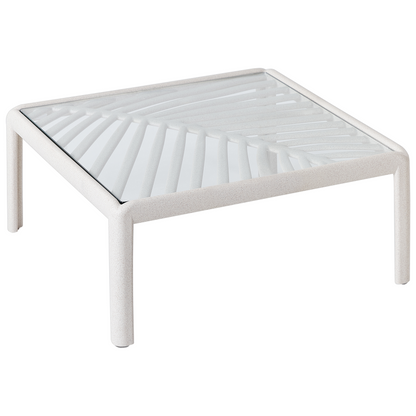Garden Coffee Table Light Beige Synthetic Frame 69 x 69cm Outdoor Modern