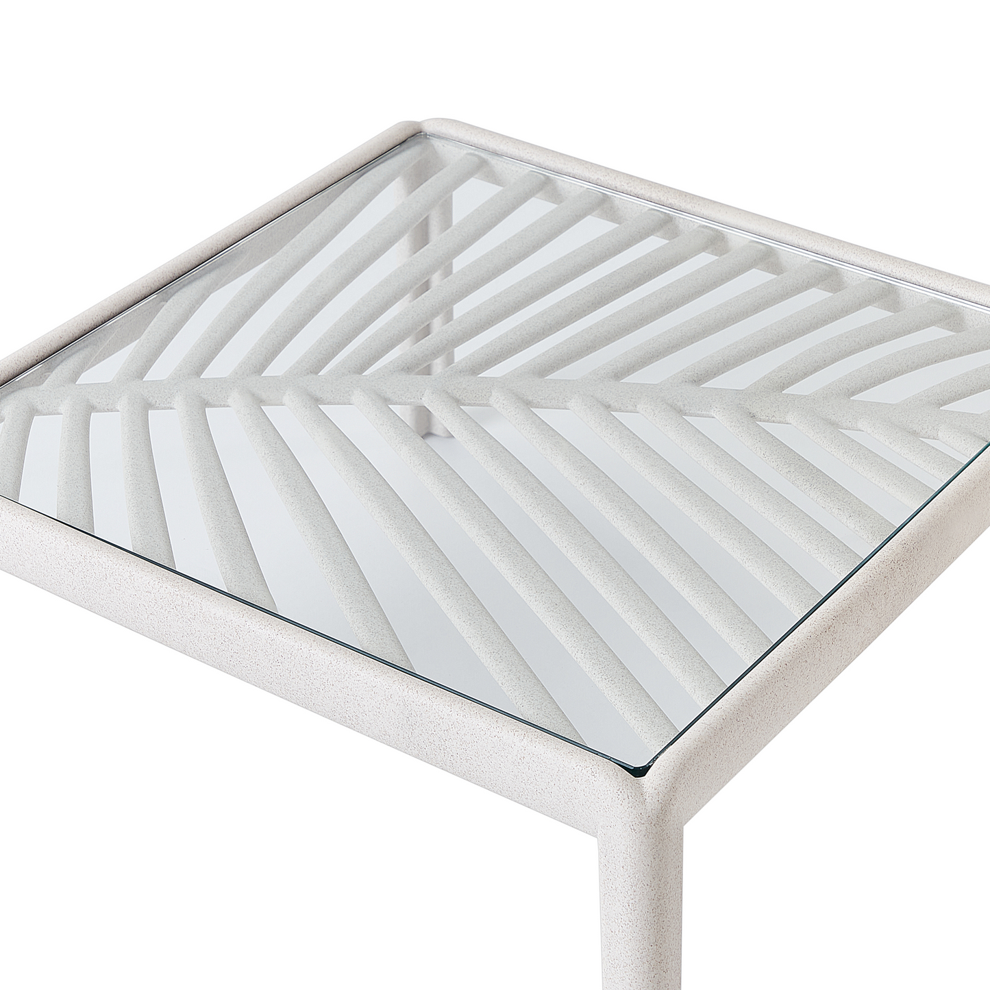Garden Coffee Table Light Beige Synthetic Frame 69 x 69cm Outdoor Modern