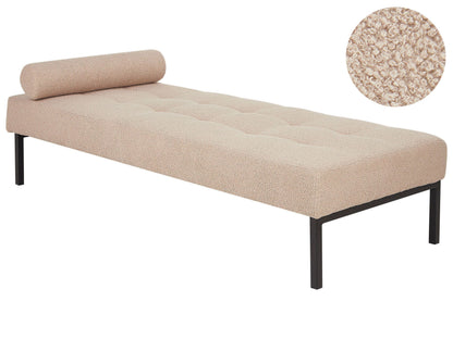 Living Beige Boucl? Chaise Longue With Metal Legs