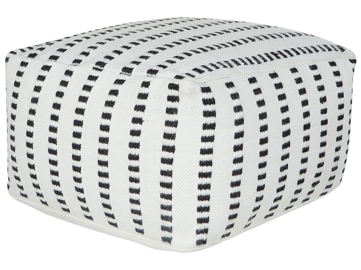 Garden Pouf White Black 50 x 50 x 30cm Outdoor Ottoman Handwoven
