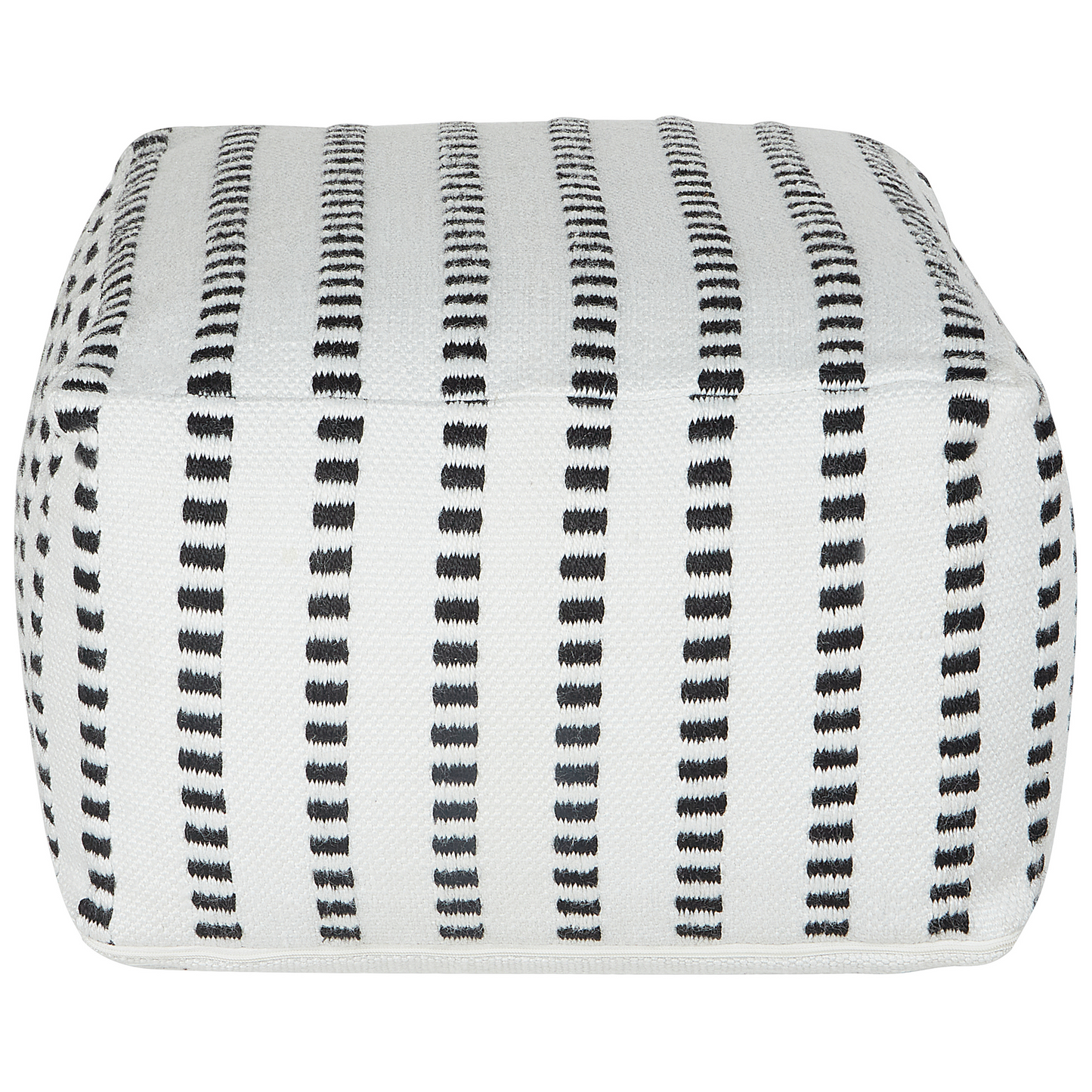 Garden Pouf White Black 50 x 50 x 30cm Outdoor Ottoman Handwoven