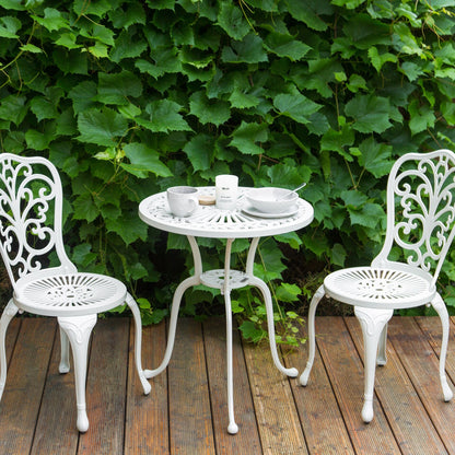 Off-White Aluminium Round Outdoor Dining Table Diameter 61cm Vintage Patio Furniture