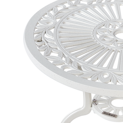 Off-White Aluminium Round Outdoor Dining Table Diameter 61cm Vintage Patio Furniture