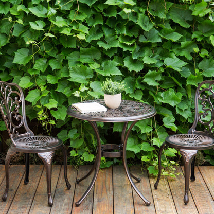 Gardenia Vintage Aluminium Round Outdoor Dining Table 68cm Brown