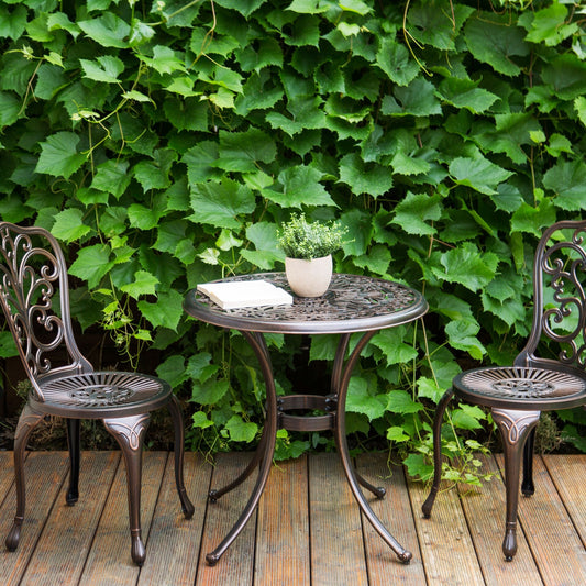 Gardenia Vintage Aluminium Round Outdoor Dining Table 68cm Brown