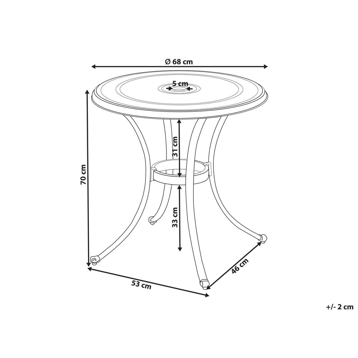 Gardenia Vintage Aluminium Round Outdoor Dining Table 68cm Brown