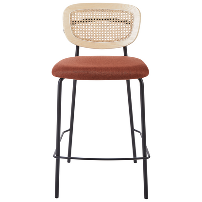 Viennese Bar Chairs Set Of 2 With Orange Polyester Upholstery