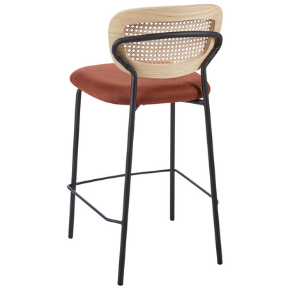 Viennese Bar Chairs Set Of 2 With Orange Polyester Upholstery