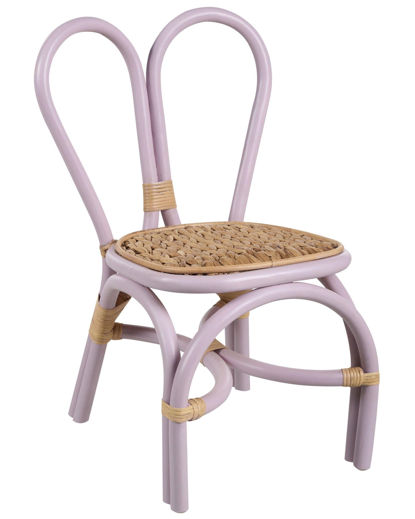 Kids Chair Violet Natural Rattan With Heart Backrest