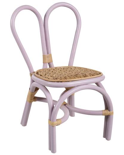 Kids Chair Violet Natural Rattan With Heart Backrest