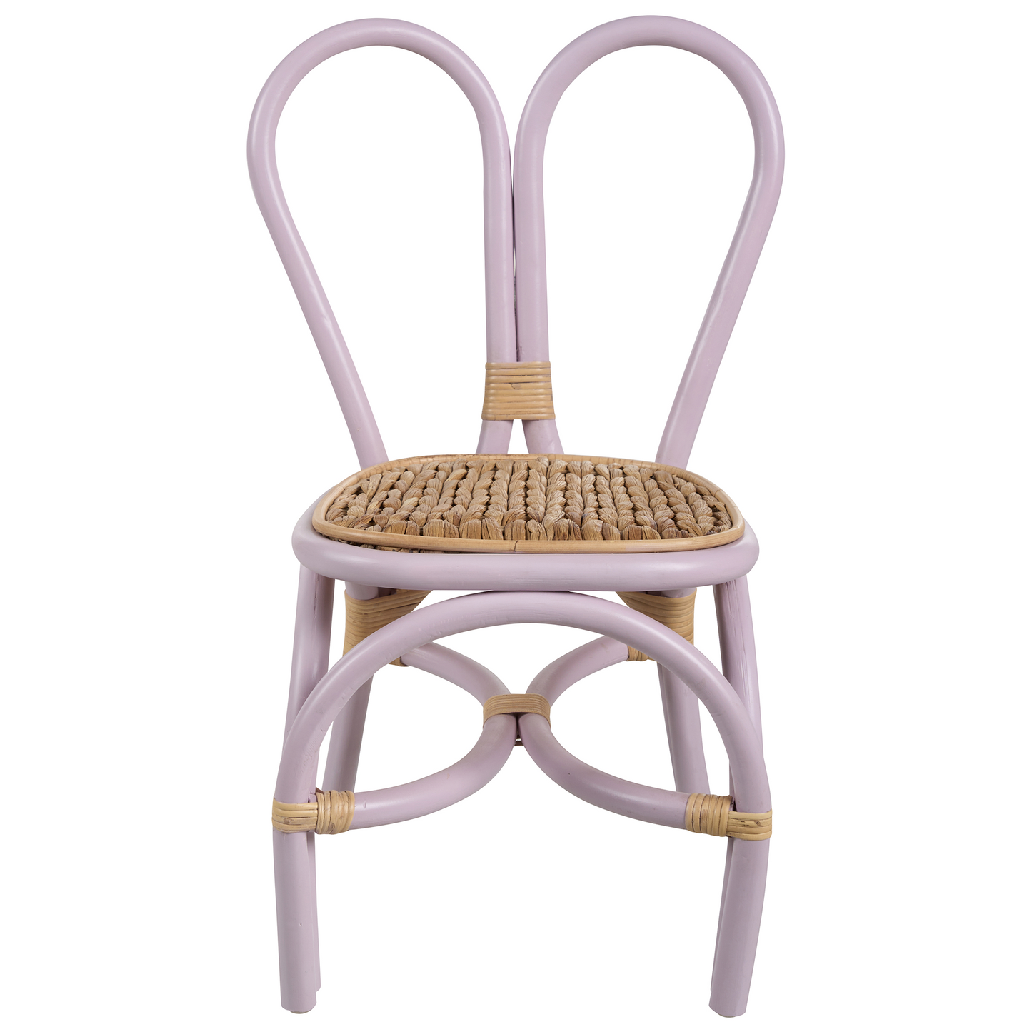 Kids Chair Violet Natural Rattan With Heart Backrest