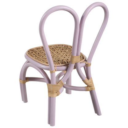 Kids Chair Violet Natural Rattan With Heart Backrest
