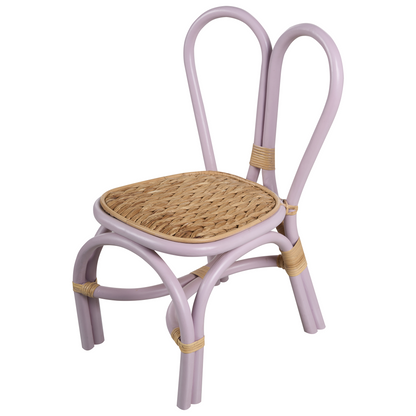 Kids Chair Violet Natural Rattan With Heart Backrest