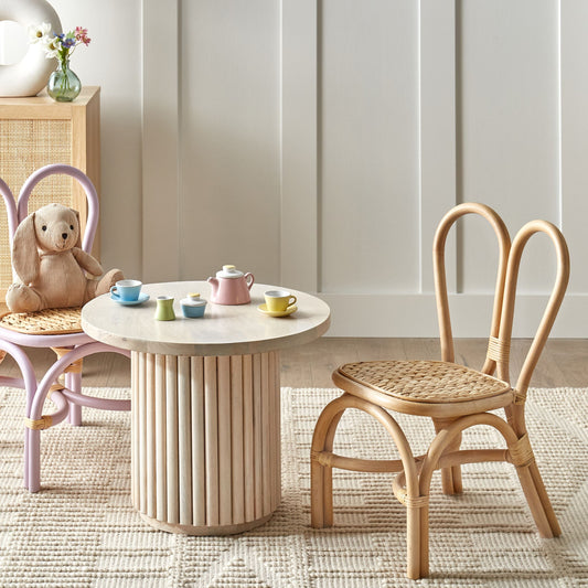 Kids Chair Natural Rattan Heartback 60cm