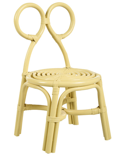 Kids Chair Natural Rattan Yellow Boho Handmade