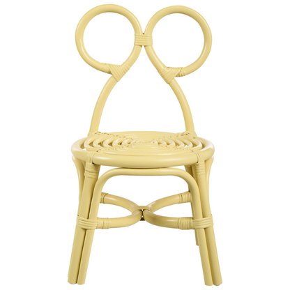 Kids Chair Natural Rattan Yellow Boho Handmade